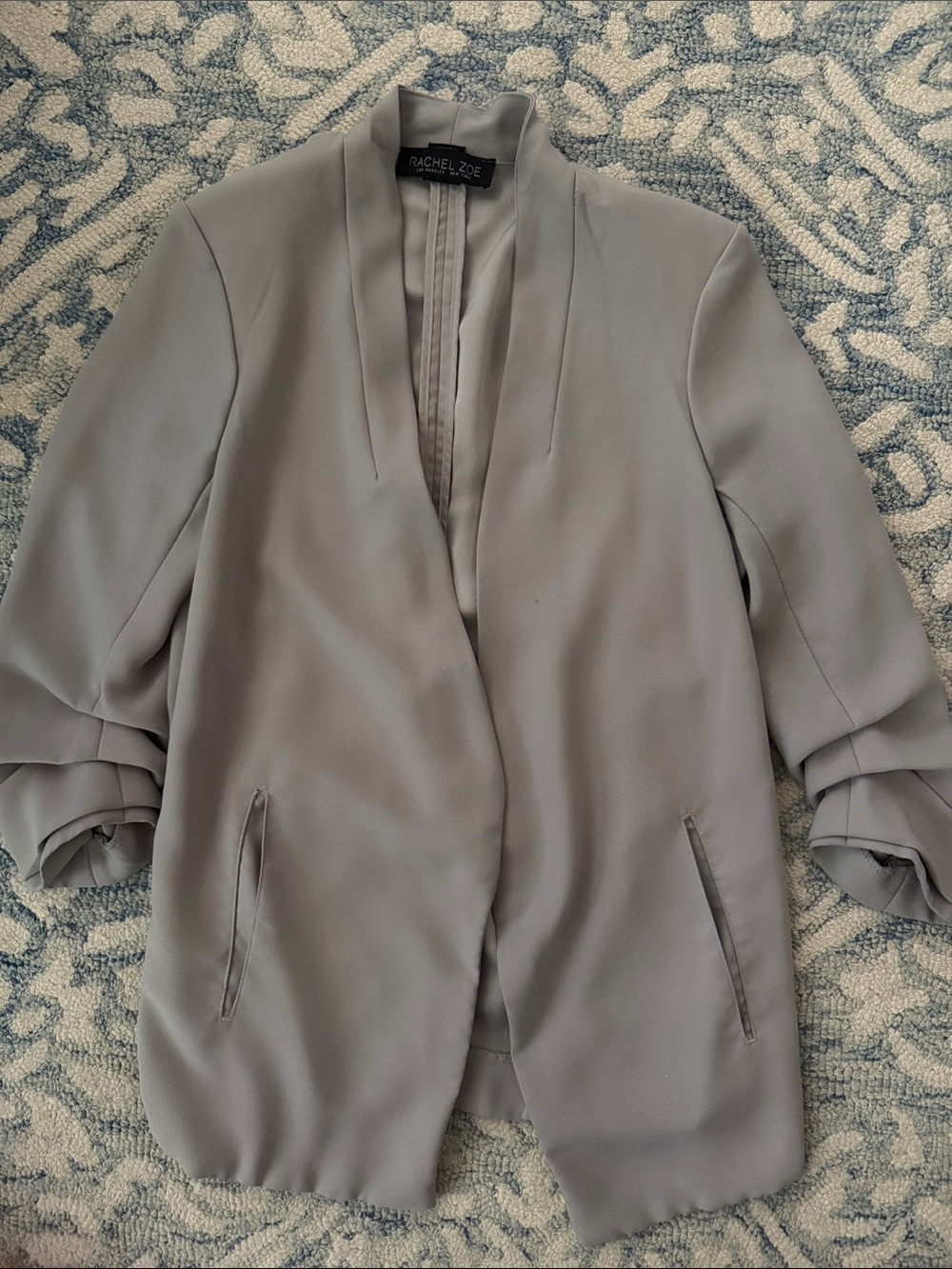 Rachel Zoe Light Gray Open-Front Draped Blazer